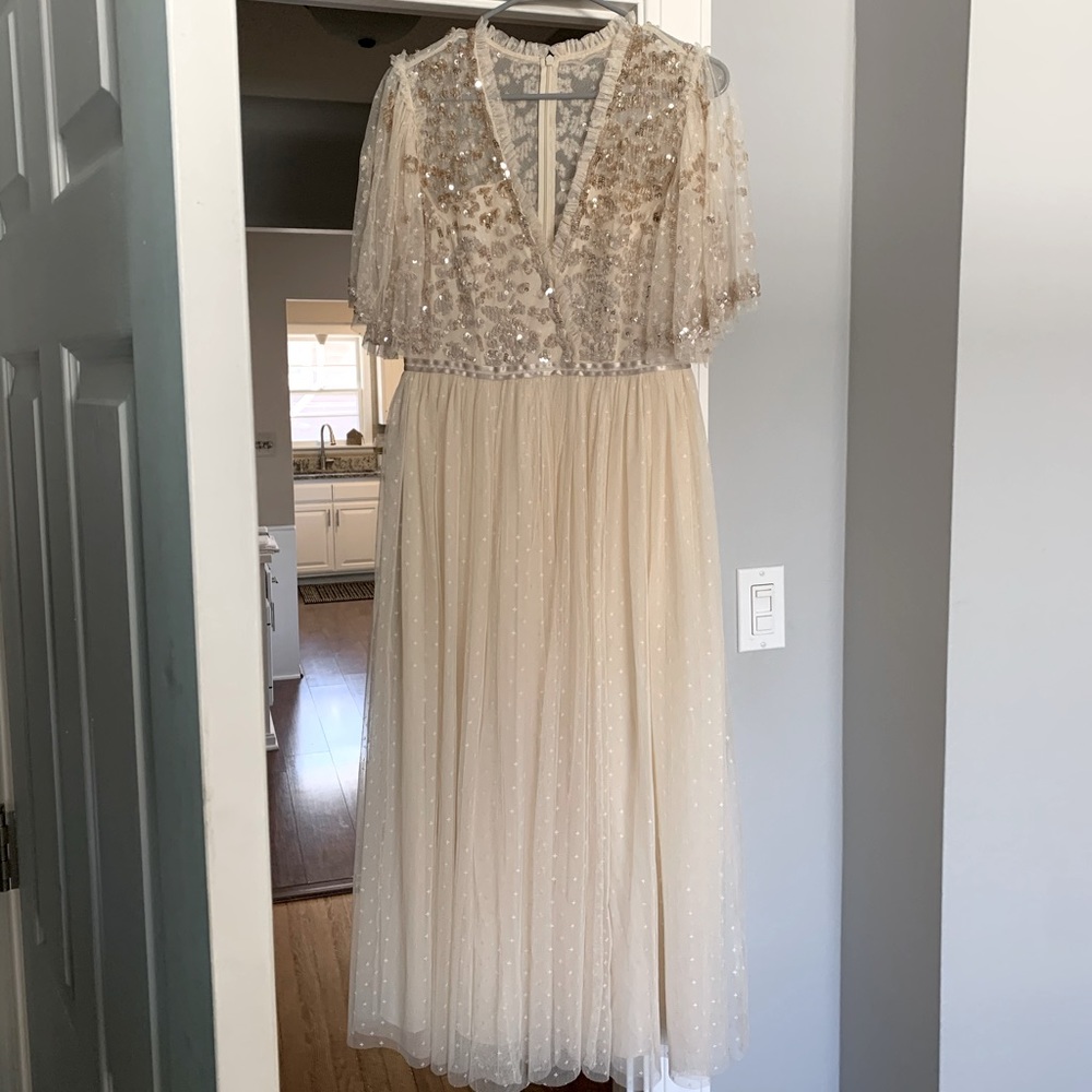 BHLDN bridal Needle &Thread sequin patchwork dress
